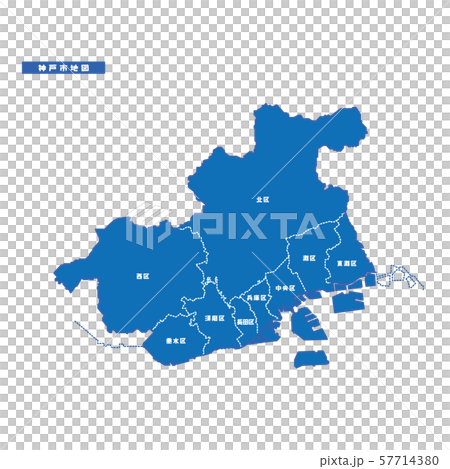 神戸市地図 シンプル青 市区町村 57714380