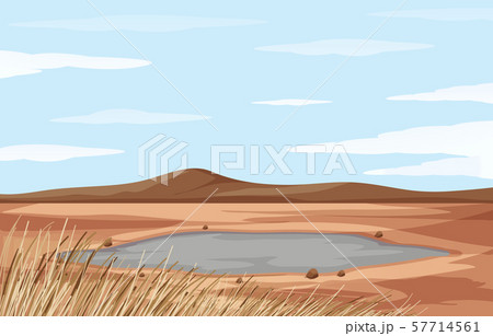 Scene with pond and dry land 57714561