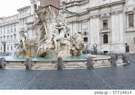 Fountain of the Four Rivers with church of 57714614