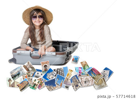 Smiling little girl travel Venice concept Smiling little girl travel Venice concept 57714618