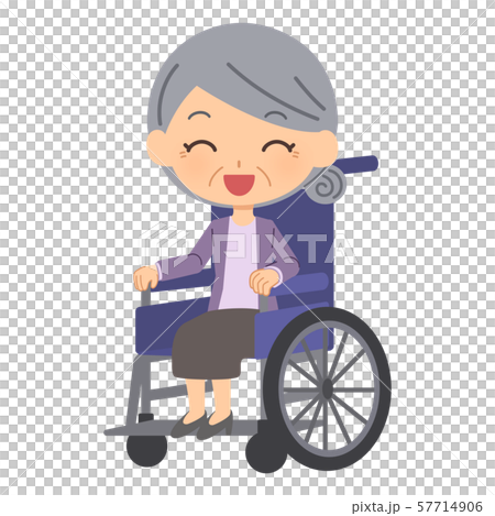 Senior woman wheelchair smiling - Stock Illustration [57714906] - PIXTA