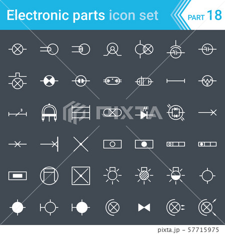 Electric and electronic icons, electric diagram symbols. Lighting. 57715975
