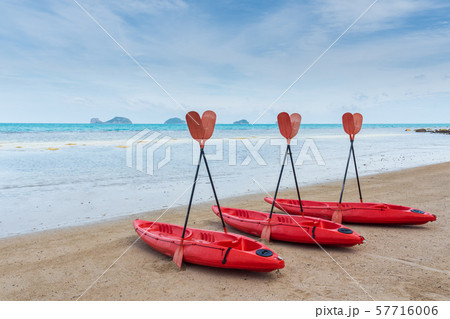 kayaks on the tropical beach kayaks on the tropical beach 57716006