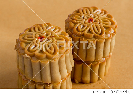Moon cake on brown background 57716342