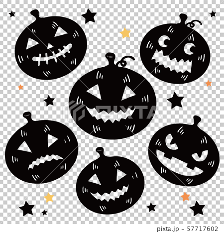 ハロウィンかぼちゃ黒シルエットのイラスト素材
