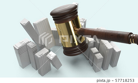 The Building and justice hammer image for property law concept 3d rendering. 57718253