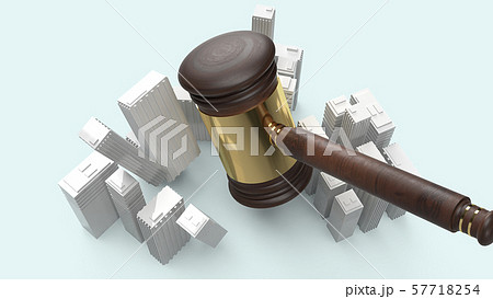 The Building and justice hammer image for property law concept 3d rendering. The Building and justice hammer image for property law concept 3d rendering. 57718254
