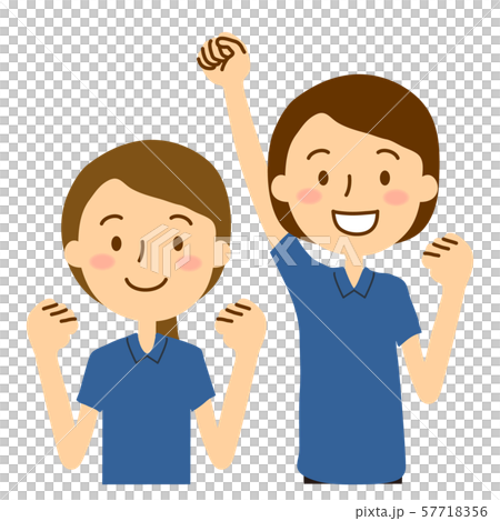 Two women in polo shirts blue 57718356
