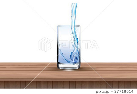 water glass on the wooden table on the white background water glass on the wooden table on the white background 57719614