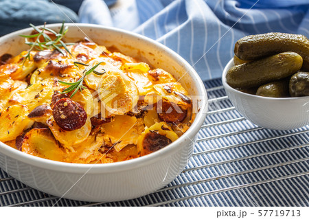 Roasted potatoes in baking dish traditional easten Roasted potatoes in baking dish traditional easten 57719713