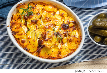 Roasted potatoes in baking dish traditional easten 57719720