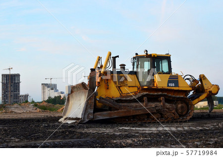 Track-type bulldozer, earth-moving equipment. Land clearing, grading, pool excavation, Track-type bulldozer, earth-moving equipment. Land clearing, grading, pool excavation, 57719984