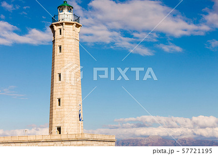 Lighthouse near Gythio against blue sky Lighthouse near Gythio against blue sky 57721195