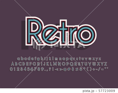Retro font and alphabet. Stock vector illustration 57723009