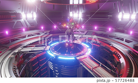 Beautiful cyber girl dancing and moving in neon cyber club. Sci-Fi futuristic cyber dance VJ for 57726488