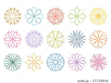 花 イラスト アイコン セット デザイン カラー ラインのイラスト素材