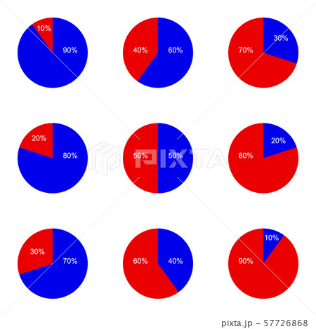 円グラフ 10 から90 のイラストセットのイラスト素材 円グラフ 10 から90 のイラストセットのイラスト素材