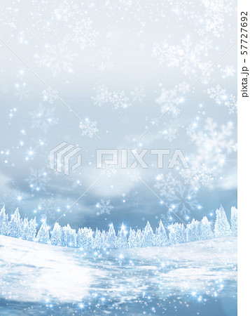 キラキラ冬の雪の風景 イメージ 縦のイラスト素材