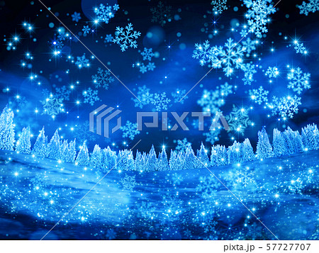 キラキラ冬の雪の風景 イメージ 横 57727707