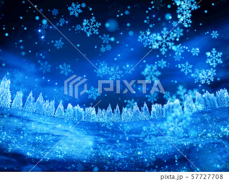 キラキラ冬の雪の風景 イメージ 横 57727708