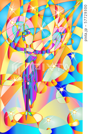 Fresco, stained glass Woman, girl performing Fresco, stained glass Woman, girl performing 57729300