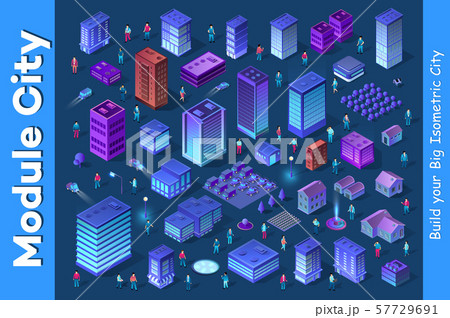 Isometric set module city 57729691