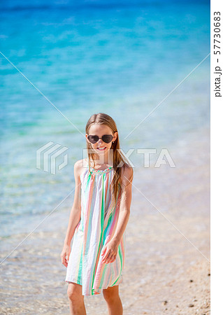 Cute little girl at beach during summer vacation 57730683