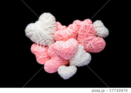 Big heart of small pink and white wool yarn heart 57730970