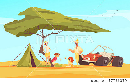 Safari Travel Flat Compositionのイラスト素材