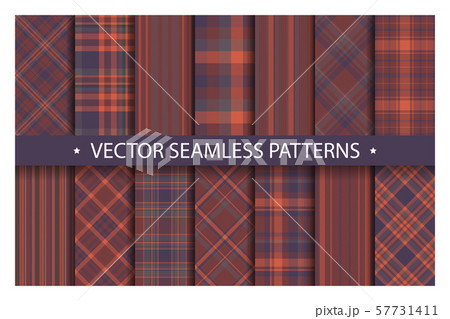 Set plaid pattern seamless. Tartan patterns fabric 57731411