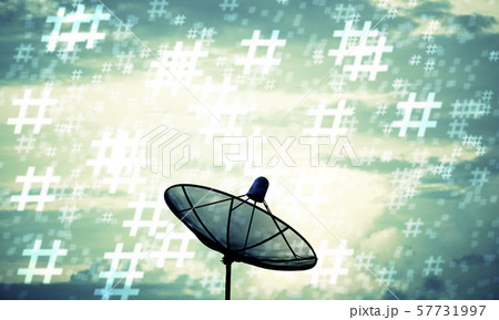 Silhouette Satellite dish and hashtag pattern. Silhouette Satellite dish and hashtag pattern. 57731997