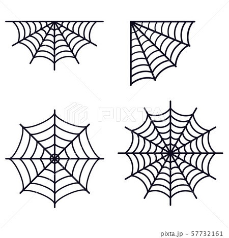 Set different simple black spederwebs silhouette icon isolated on white background flat spider web 57732161