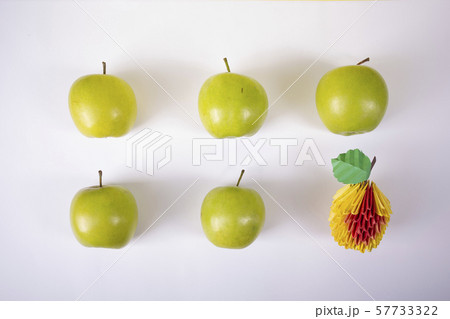 harvest concept apples on a white background handmade paper origami crafted paper art 57733322
