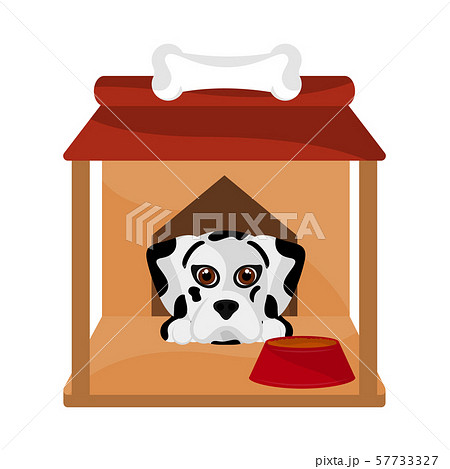 Dog house with a cute dog cartoon 57733327