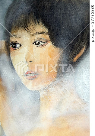 湯上りの少女 メイク 女性 一人 化粧 素顔のイラスト素材