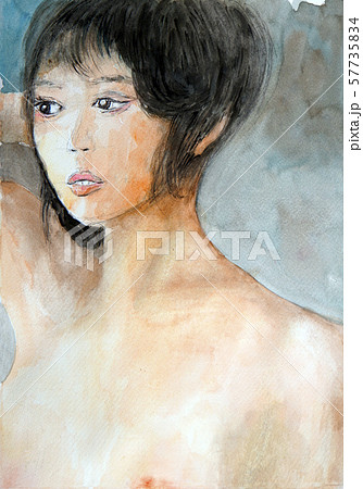 湯上りの少女　メイク　女性　一人　化粧　素顔 57735834