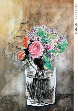 花の絵 花のイラスト 水彩画のイラスト素材