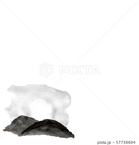 初日の出 墨の手描きイラスト のイラスト素材
