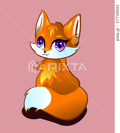 Cute baby fox isolated in cartoon style 57736692