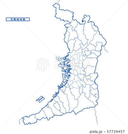 大阪府地図 シンプル白地図 市区町村のイラスト素材 57739457 Pixta