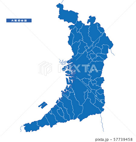 大阪府地図 シンプル青 市区町村 57739458