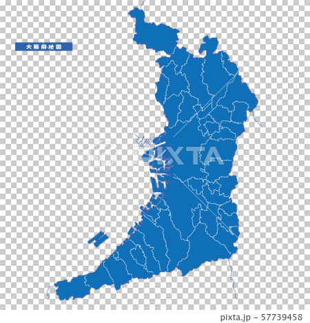 Osaka Prefecture Map Simple Blue City - Stock Illustration [57739458 