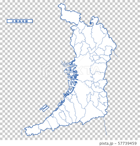 大阪府地図 シンプル白地図 市区町村のイラスト素材