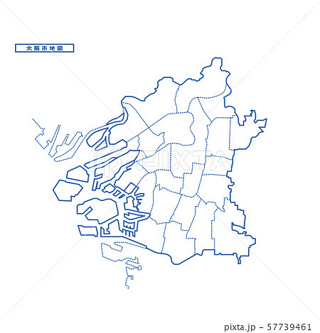 大阪市地図 シンプル白地図 市区町村のイラスト素材