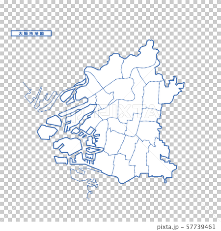 大阪市地図 シンプル白地図 市区町村 57739461