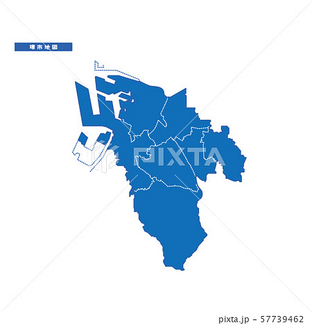堺市地図 シンプル青 市区町村 堺市地図 シンプル青 市区町村 57739462