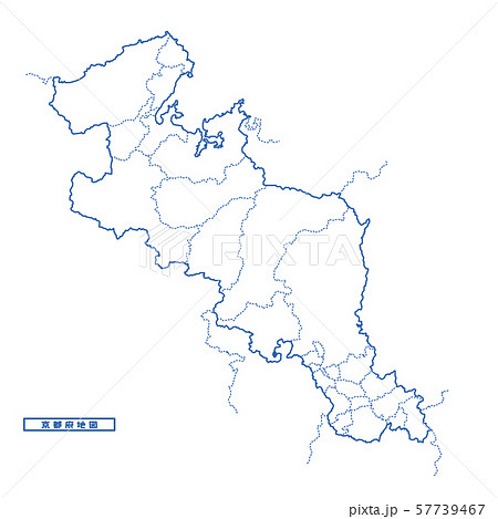 京都府地図 シンプル白地図 市区町村 57739467