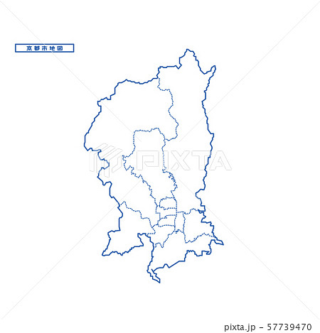 京都市地図 シンプル白地図 市区町村のイラスト素材