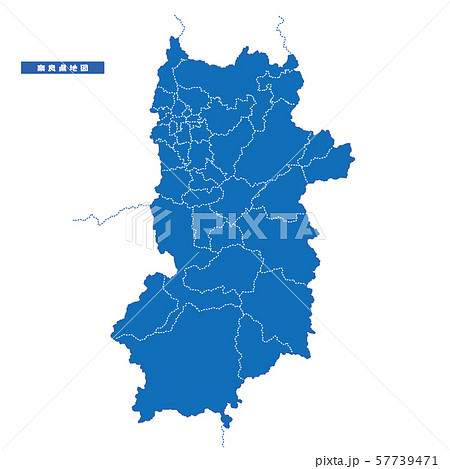 奈良県地図 シンプル青 市区町村 奈良県地図 シンプル青 市区町村 57739471