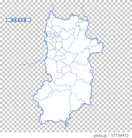 奈良県地図 シンプル白地図 市区町村のイラスト素材